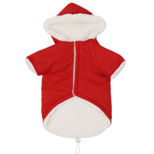 Pet red plus fleece hooded soft warm double pocket cotton vest